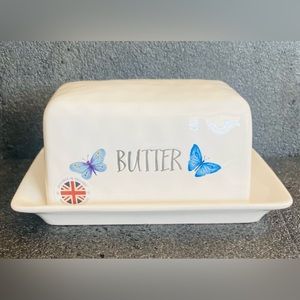 Harvest Green Studio Stoneware Butterfly Kitchen Butter Dish